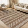Garvee Washable Checkered Rug, 6×9 Area Rugs for Living Room, Stain Resiatant Easy Jute Rug for Bedroom, Patio, Dining Room, Office, Washable Rugs Modern Farmhouse Area Rug, Black and Brown(Striped|brown)