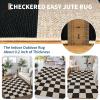 Garvee Washable Checkered Rug, 6×9 Area Rugs for Living Room, Stain Resiatant Easy Jute Rug for Bedroom, Patio, Dining Room, Office, Washable Rugs Modern Farmhouse Area Rug, Black and Brown(Checkerboard|black&natural)