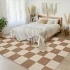 Garvee Washable Checkered Rug, 6×9 Area Rugs for Living Room, Stain Resiatant Easy Jute Rug for Bedroom, Patio, Dining Room, Office, Washable Rugs Modern Farmhouse Area Rug, Black and Brown(Checkerboard|brown)
