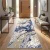 Garvee 2’x6′ Runner Rug Washable, Modern Abstract Marble Kitchen Mat, Non-Slip Indoor Entryway Rug, Foldable Thin Carpet for Narrow Spaces, Modern Indoor Decor, Black(Blue)