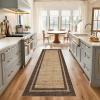 Garvee 4×6 Area Rug Washable Rugs for Living Room Modern Symmetrical Line Rug Stain Resistant Non Shedding Floor Cover Soft Touch Folding Indoor Carpet for Bedroom Living Room Dining Room，Light Grey(Neutral Border – Brown)