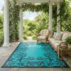 Garvee 5’x8’ Waterproof Patio Outdoor Rug, Outdoor Plastic Straw Rug for Camping, RV Mat Outside, Indoor Outdoor Carpet for Porch, Deck, Backyard, Balcony, Picnic, Ssage Green & White(Dark Blue & Teal)