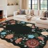 Garvee Scalloped Rug 8×10 Modern Floral Area Rugs for Living Room, Non Slip Stain Resistant Indoor Carpet Neutral Soft Washable Rugs for Bedroom, Dining Room, Nursery, Office, Black