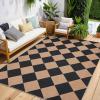 Garvee Washable Checkered Rug, 6×9 Area Rugs for Living Room, Stain Resiatant Easy Jute Rug for Bedroom, Patio, Dining Room, Office, Washable Rugs Modern Farmhouse Area Rug, Black and Brown(Diamond|black&brown)