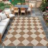 Garvee Washable Checkered Rug, 6×9 Area Rugs for Living Room, Stain Resiatant Easy Jute Rug for Bedroom, Patio, Dining Room, Office, Washable Rugs Modern Farmhouse Area Rug, Black and Brown(Diamond|brown)