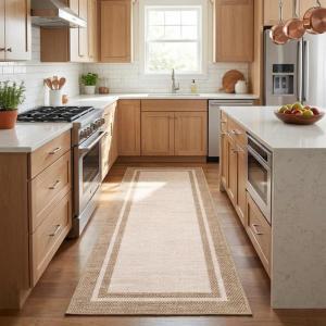 Garvee 4×6 Area Rug Washable Rugs for Living Room Modern Symmetrical Line Rug Stain Resistant Non Shedding Floor Cover Soft Touch Folding Indoor Carpet for Bedroom Living Room Dining Room，Light Grey(Neutral Border – Beige)