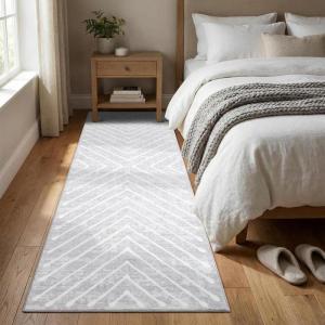 Garvee 4×6 Area Rug Washable Rugs for Living Room Modern Symmetrical Line Rug Stain Resistant Non Shedding Floor Cover Soft Touch Folding Indoor Carpet for Bedroom Living Room Dining Room，Light Grey(Light Grey – Line)
