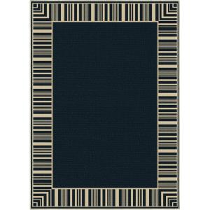 Garvee Bordered Outdoor Area Rug 8x10ft, Casual Design with Striped Border, Stain Resistant, Highly Durable, for Patio, Balcony, Bedroom, Living Room, Dining Room, Bathroom(Black)