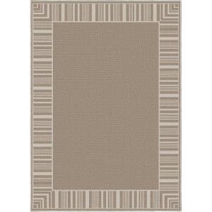 Garvee Bordered Outdoor Area Rug 8x10ft, Casual Design with Striped Border, Stain Resistant, Highly Durable, for Patio, Balcony, Bedroom, Living Room, Dining Room, Bathroom(Beige Brown)