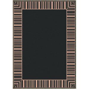 Garvee Bordered Outdoor Area Rug 8x10ft, Casual Design with Striped Border, Stain Resistant, Highly Durable, for Patio, Balcony, Bedroom, Living Room, Dining Room, Bathroom(Black/Coffee)