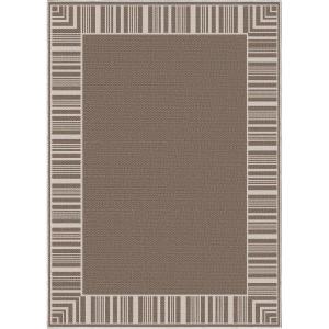 Garvee Bordered Outdoor Area Rug 8x10ft, Casual Design with Striped Border, Stain Resistant, Highly Durable, for Patio, Balcony, Bedroom, Living Room, Dining Room, Bathroom(Taupe)