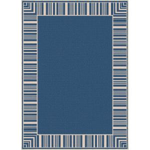 Garvee Bordered Outdoor Area Rug 8x10ft, Casual Design with Striped Border, Stain Resistant, Highly Durable, for Patio, Balcony, Bedroom, Living Room, Dining Room, Bathroom(Blue)