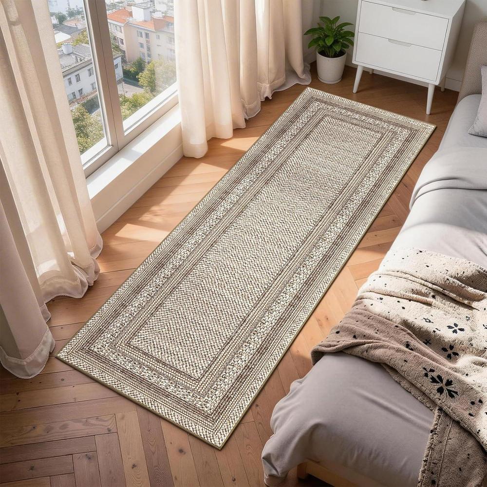 image:imageGarvee 8x10 Washable Area Rug for Bedroom Living Room Modern Bordered Soft Non Slip Floor Rugs Large Geometric Area Rugs for Dining Room Office Minimalist Home Decor Carpet Black GreyModern Bordertaupe