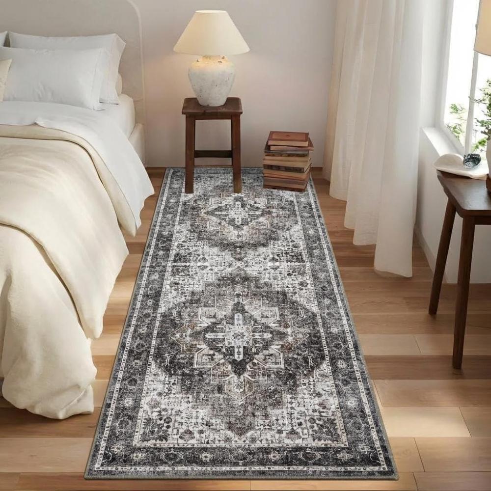 image:imageGarvee Floral 9x12 Washable Area Rug for Living Room Indoor Vintage Non Slip Bedroom Rugs Low Pile Stain Resistant Distressed Large Rugs for Dining Room Ultra Thin Throw Rug for Home Office TaupeOrientaltaupe