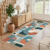5×7 Area Rugs, Boho Washable Rugs for Living Room Bedroom Dining Room, Soft Modern Abstract Large Throw Floor Carpet Non Slip, Orange/Pink, 5’x7′(Blue Multi)