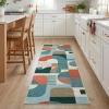 5×7 Area Rugs, Boho Washable Rugs for Living Room Bedroom Dining Room, Soft Modern Abstract Large Throw Floor Carpet Non Slip, Orange/Pink, 5’x7′(Blue Multi)