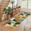 5×7 Area Rugs, Boho Washable Rugs for Living Room Bedroom Dining Room, Soft Modern Abstract Large Throw Floor Carpet Non Slip, Orange/Pink, 5’x7′(Green Multi)