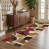 5×7 Area Rugs, Boho Washable Rugs for Living Room Bedroom Dining Room, Soft Modern Abstract Large Throw Floor Carpet Non Slip, Orange/Pink, 5’x7′(Red/Brown)