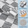 Garvee 2×6 Kitchen Runner Rugs Non Slip, Washable Brown Checkered Rugs, Low Pile Stain Resistant Entryway Rug Ultra Thin Hallway Rug Runner Modern Long Throw Carpet for Laundry Bedside(Modern Plaid|light Grey)