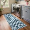 Garvee 2×6 Kitchen Runner Rugs Non Slip, Washable Brown Checkered Rugs, Low Pile Stain Resistant Entryway Rug Ultra Thin Hallway Rug Runner Modern Long Throw Carpet for Laundry Bedside(Modern Plaid|blue)