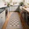 Garvee 2×6 Kitchen Runner Rugs Non Slip, Washable Brown Checkered Rugs, Low Pile Stain Resistant Entryway Rug Ultra Thin Hallway Rug Runner Modern Long Throw Carpet for Laundry Bedside(Modern Plaid|brown)