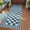 Garvee 2×6 Kitchen Runner Rugs Non Slip, Washable Brown Checkered Rugs, Low Pile Stain Resistant Entryway Rug Ultra Thin Hallway Rug Runner Modern Long Throw Carpet for Laundry Bedside(Modern Plaid|blue)
