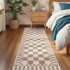 Garvee 2×6 Kitchen Runner Rugs Non Slip, Washable Brown Checkered Rugs, Low Pile Stain Resistant Entryway Rug Ultra Thin Hallway Rug Runner Modern Long Throw Carpet for Laundry Bedside(Modern Plaid|brown)