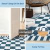 Garvee 2×6 Kitchen Runner Rugs Non Slip, Washable Brown Checkered Rugs, Low Pile Stain Resistant Entryway Rug Ultra Thin Hallway Rug Runner Modern Long Throw Carpet for Laundry Bedside(Modern Plaid|blue)