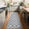 Garvee 2×6 Kitchen Runner Rugs Non Slip, Washable Brown Checkered Rugs, Low Pile Stain Resistant Entryway Rug Ultra Thin Hallway Rug Runner Modern Long Throw Carpet for Laundry Bedside(Modern Plaid|light Grey)