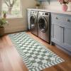 Garvee 2×6 Kitchen Runner Rugs Non Slip, Washable Brown Checkered Rugs, Low Pile Stain Resistant Entryway Rug Ultra Thin Hallway Rug Runner Modern Long Throw Carpet for Laundry Bedside(Modern Plaid|green)