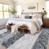 Garvee 2×6 Vintage Kitchen Rugs Non Slip Washable, Distressed Medallion Runner Rug for Bathroom, Non Shedding Low Pile Farmhouse Rugs Stain Resistant Foldable Soft Mats for Entryway, Bedroom, Blue(Boho|grey)