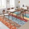 Garvee 2×6 Vintage Kitchen Rugs Non Slip Washable, Distressed Medallion Runner Rug for Bathroom, Non Shedding Low Pile Farmhouse Rugs Stain Resistant Foldable Soft Mats for Entryway, Bedroom, Blue(Boho|red)