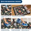 Garvee 2×6 Vintage Kitchen Rugs Non Slip Washable, Distressed Medallion Runner Rug for Bathroom, Non Shedding Low Pile Farmhouse Rugs Stain Resistant Foldable Soft Mats for Entryway, Bedroom, Blue(Black)