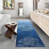Garvee 2×6 Vintage Kitchen Rugs Non Slip Washable, Distressed Medallion Runner Rug for Bathroom, Non Shedding Low Pile Farmhouse Rugs Stain Resistant Foldable Soft Mats for Entryway, Bedroom, Blue(Distressed|blue)
