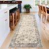 Garvee 2×6 Vintage Kitchen Rugs Non Slip Washable, Distressed Medallion Runner Rug for Bathroom, Non Shedding Low Pile Farmhouse Rugs Stain Resistant Foldable Soft Mats for Entryway, Bedroom, Blue(Vintage|beige)