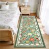 Garvee 2×6 Vintage Kitchen Rugs Non Slip Washable, Distressed Medallion Runner Rug for Bathroom, Non Shedding Low Pile Farmhouse Rugs Stain Resistant Foldable Soft Mats for Entryway, Bedroom, Blue(Green)