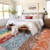 Garvee 2×6 Vintage Kitchen Rugs Non Slip Washable, Distressed Medallion Runner Rug for Bathroom, Non Shedding Low Pile Farmhouse Rugs Stain Resistant Foldable Soft Mats for Entryway, Bedroom, Blue(Boho|red)