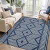 Garvee 2×6 Vintage Kitchen Rugs Non Slip Washable, Distressed Medallion Runner Rug for Bathroom, Non Shedding Low Pile Farmhouse Rugs Stain Resistant Foldable Soft Mats for Entryway, Bedroom, Blue(Abstract|blue)