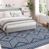 Garvee 2×6 Vintage Kitchen Rugs Non Slip Washable, Distressed Medallion Runner Rug for Bathroom, Non Shedding Low Pile Farmhouse Rugs Stain Resistant Foldable Soft Mats for Entryway, Bedroom, Blue(Abstract|blue)