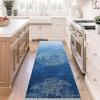 Garvee 2×6 Vintage Kitchen Rugs Non Slip Washable, Distressed Medallion Runner Rug for Bathroom, Non Shedding Low Pile Farmhouse Rugs Stain Resistant Foldable Soft Mats for Entryway, Bedroom, Blue(Distressed|blue)