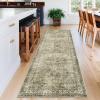 Garvee 2×6 Vintage Kitchen Rugs Non Slip Washable, Distressed Medallion Runner Rug for Bathroom, Non Shedding Low Pile Farmhouse Rugs Stain Resistant Foldable Soft Mats for Entryway, Bedroom, Blue(Vintage|green)