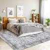 Garvee 2×6 Vintage Kitchen Rugs Non Slip Washable, Distressed Medallion Runner Rug for Bathroom, Non Shedding Low Pile Farmhouse Rugs Stain Resistant Foldable Soft Mats for Entryway, Bedroom, Blue(Floral|grey)