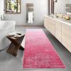 Garvee 2×6 Vintage Kitchen Rugs Non Slip Washable, Distressed Medallion Runner Rug for Bathroom, Non Shedding Low Pile Farmhouse Rugs Stain Resistant Foldable Soft Mats for Entryway, Bedroom, Blue(Distressed|pink)