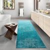 Garvee 2×6 Vintage Kitchen Rugs Non Slip Washable, Distressed Medallion Runner Rug for Bathroom, Non Shedding Low Pile Farmhouse Rugs Stain Resistant Foldable Soft Mats for Entryway, Bedroom, Blue(Distressed|turquoise)
