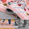 Garvee 2×6 Vintage Kitchen Rugs Non Slip Washable, Distressed Medallion Runner Rug for Bathroom, Non Shedding Low Pile Farmhouse Rugs Stain Resistant Foldable Soft Mats for Entryway, Bedroom, Blue(Pink)