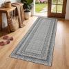 Garvee 8×10 Washable Area Rug for Bedroom Living Room, Modern Bordered Soft Non Slip Floor Rugs Large Geometric Area Rugs for Dining Room Office, Minimalist Home Decor Carpet, Black Grey(Modern Border|black Grey)