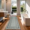 Garvee 8×10 Washable Area Rug for Bedroom Living Room, Modern Bordered Soft Non Slip Floor Rugs Large Geometric Area Rugs for Dining Room Office, Minimalist Home Decor Carpet, Black Grey(Modern Border|green)