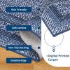 Garvee 8×10 Washable Area Rug for Bedroom Living Room, Modern Bordered Soft Non Slip Floor Rugs Large Geometric Area Rugs for Dining Room Office, Minimalist Home Decor Carpet, Black Grey(Modern Border|blue)