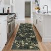 Garvee 8×10 Washable Living Room Rugs, Non Slip 8 x 10 Bedroom Rugs, Indoor Modern Floral Print Floor Cover for Dining Room, Ultra Thin Low Pile Botanical Mat for Home Office, Beige(Floral|green)
