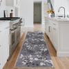 Garvee 8×10 Washable Living Room Rugs, Non Slip 8 x 10 Bedroom Rugs, Indoor Modern Floral Print Floor Cover for Dining Room, Ultra Thin Low Pile Botanical Mat for Home Office, Beige(Floral|gray)